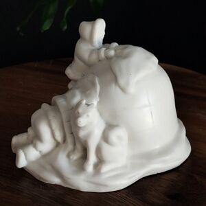 🤑🤑Vtg Pearlite Marblecraft Inuit Canada Children Dog Igloo Soapstone Carving